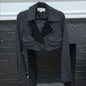 Cropped Vintage Pinstripe Blazer